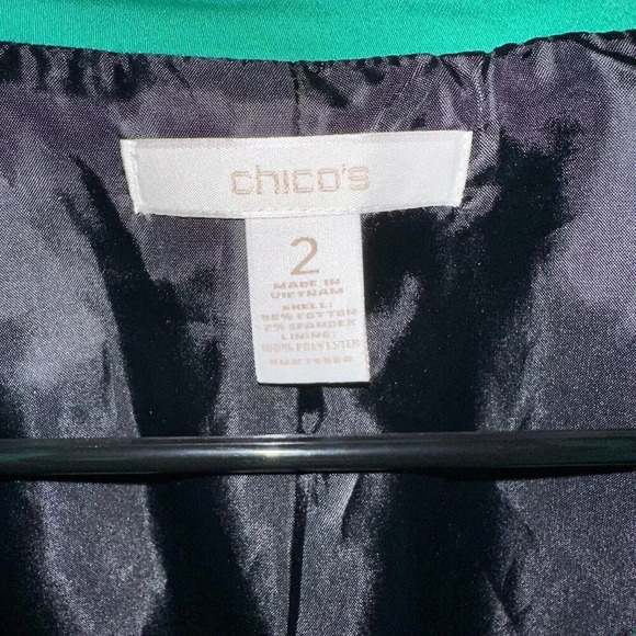 Chico's Kelly Green Moto Open Blazer Sz M (2) - Picture 3 of 5